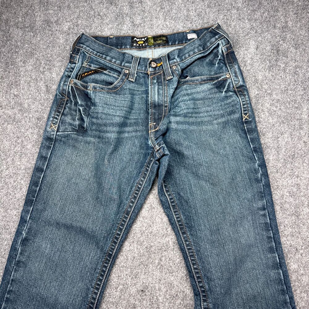 Ariat Rebar M5 31x32 Denim Jeans Men's Straight Leg Medium Wash Workwear - Picture 3 of 10